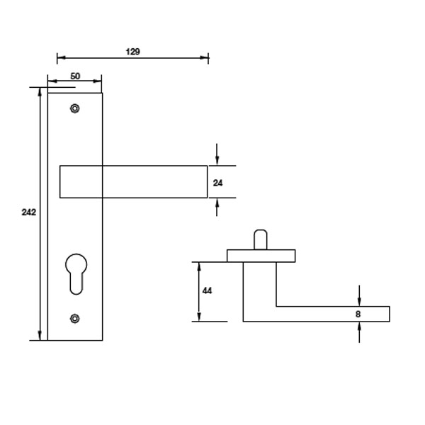 Kích thước Khóa cửa Hafele 903.98.463