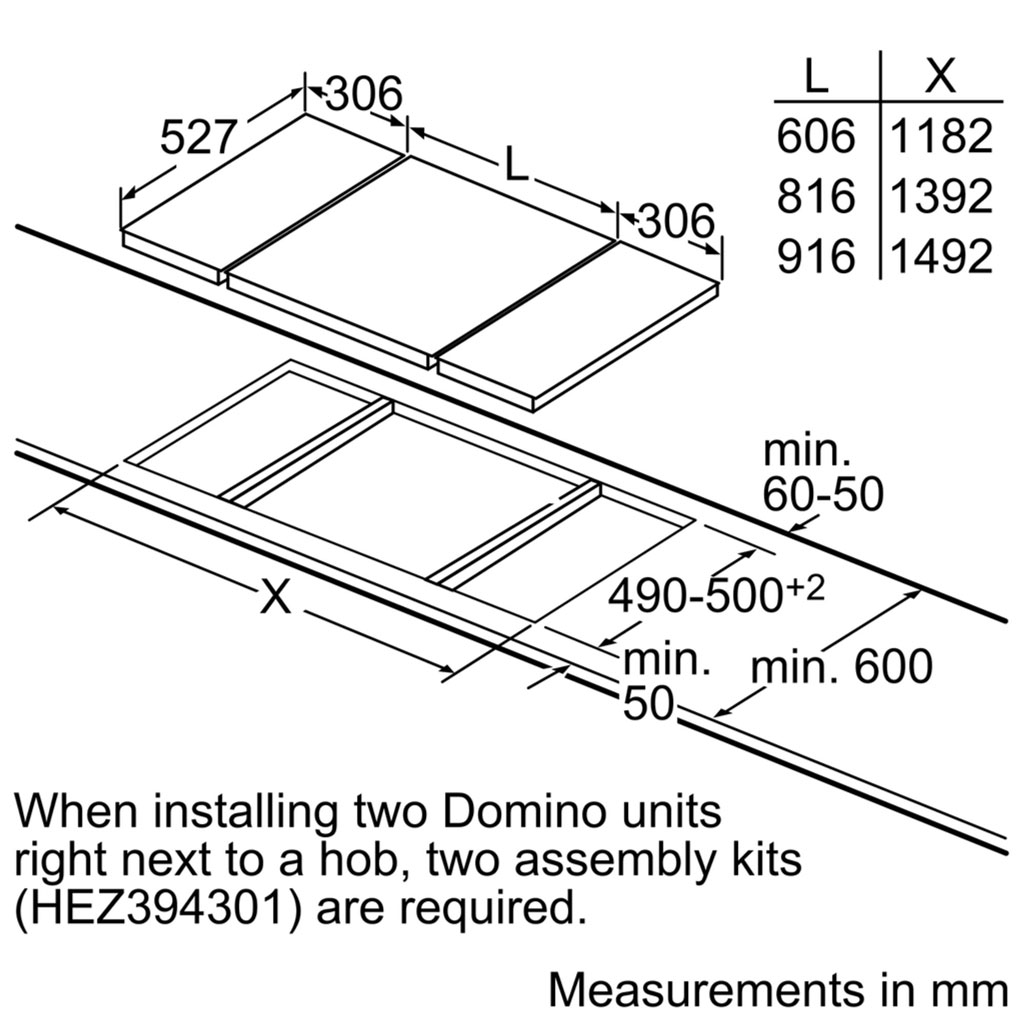 Kích thước bếp từ Domino Bosch PIB375FB1E