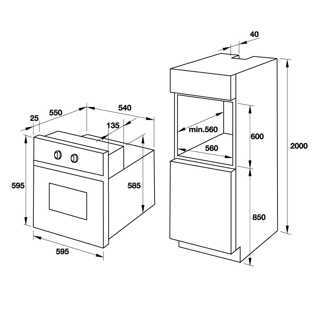 Kích thước LÒ NƯỚNG HAFELE HO-T60C 535.02.721