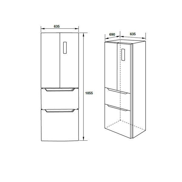 Kích thước Tủ lạnh nhiều ngăn hafele HF-MULA 534.14.040