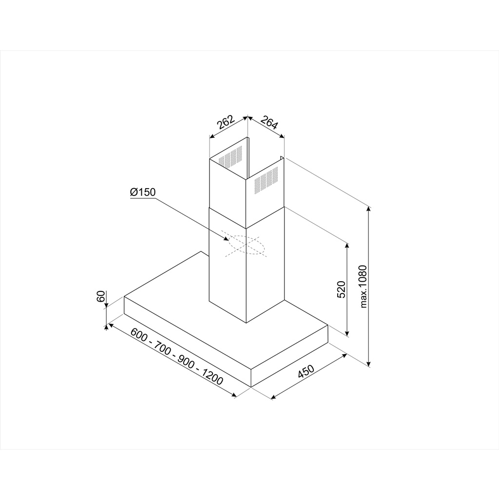 Kích thước Máy hút mùi Smeg