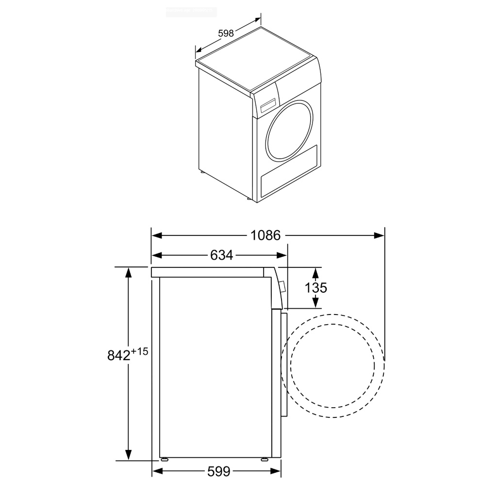 Kích thước Máy sấy Bosch WTX87E40