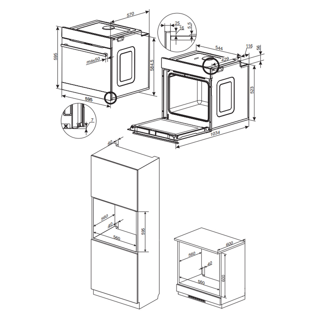 Kích thước Lò nướng Fagor 8H-115BMmXA