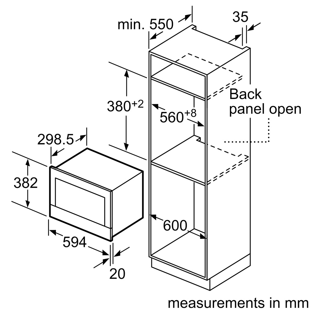 Kích thước lò vi sóng Siemens