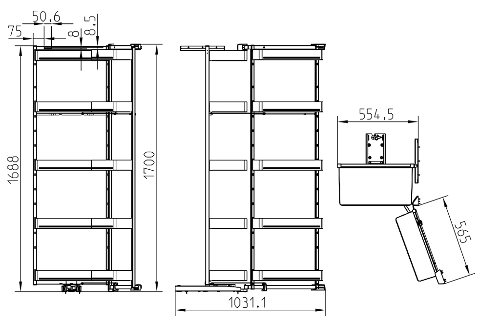 Tủ kho Hafele Utensio Plus H2 600mm 504.68.385